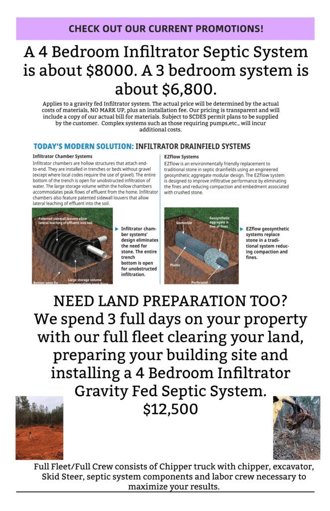 Septic tank system installation SC South Carolina Chapin Newberry Prosperity Irmo Ballentine Lexington Columbia